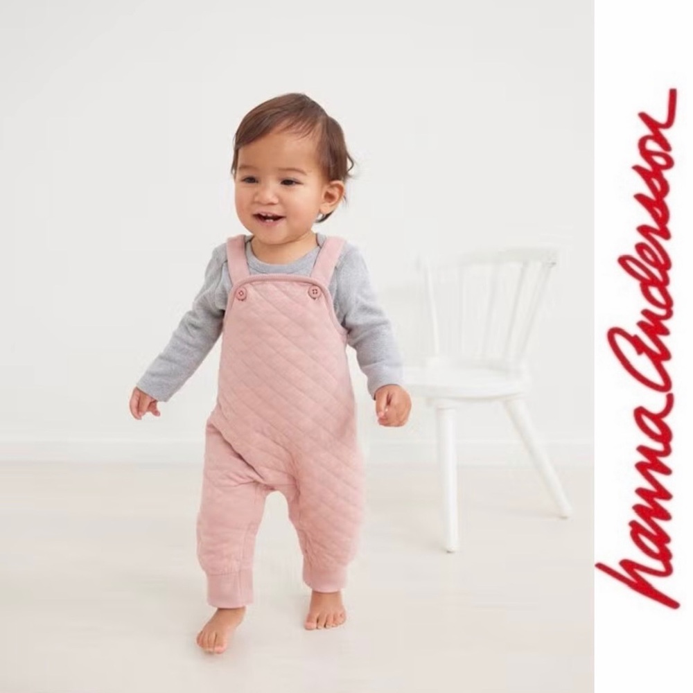 Hanna Andersson Blush Quilted‎ Overalls, Size 2T, MSRP $48